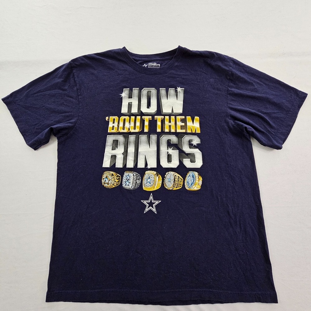 Dallas Cowboys How 'Bout Them Rings Blue Short Sleeve Cotton T-Shirt Men's XL